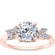 Marquise and Round Cluster Array Diamond Engagement Ring in 18k Rose Gold